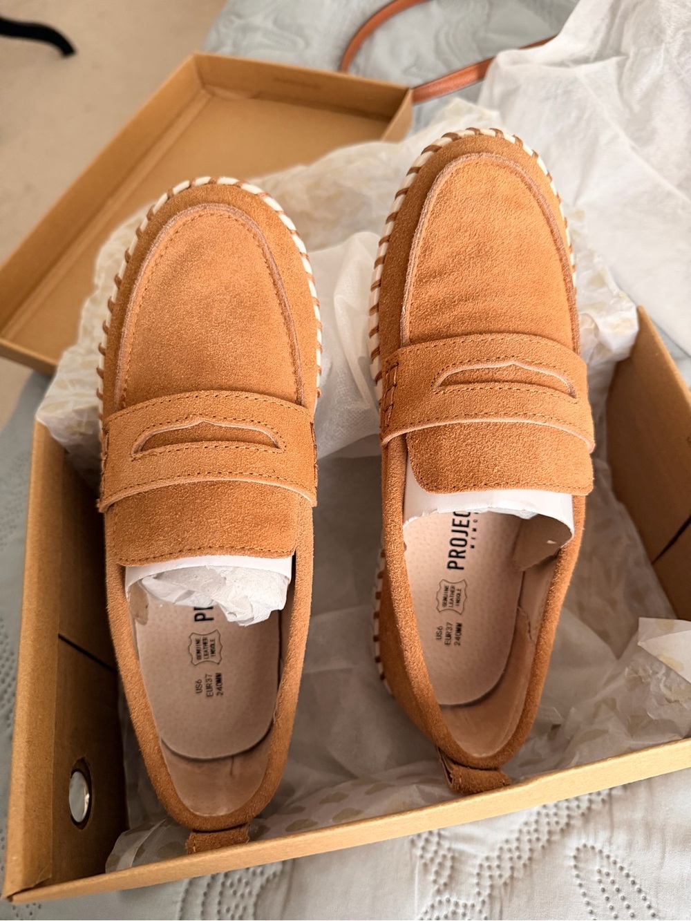 Project Cloud Penny Loafers in Tan for women’s size 6 NIB